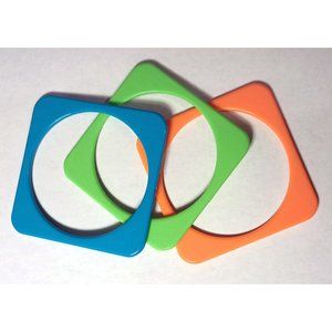 Lee Angel Set of 3 Rainbow Square Bangle Bracelets acrylic resin neon pastel